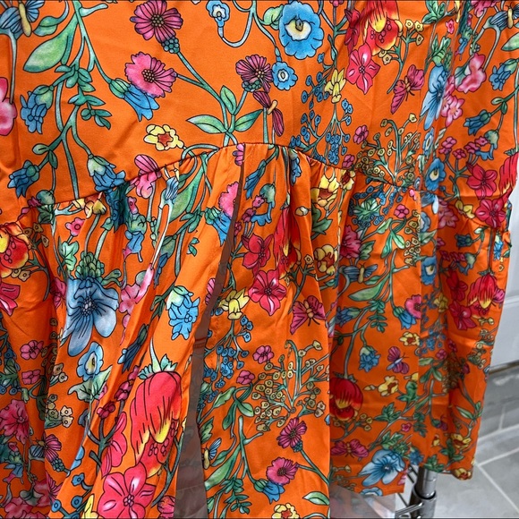 Boho Orange Floral Print Maxi Skirt - Picture 7 of 7